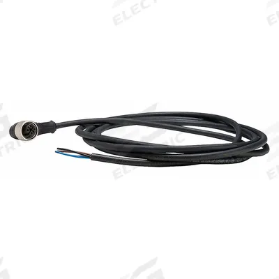 TELEMECANIQUE SENSORS Cordset: M12 Female Right Angle X Bare Wire, 4 Pins, Black, PUR, 2 m Cable Lg - Single-Ended Cordsets with PUR Jacket for Twisting Applications
