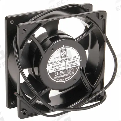 WIEGMANN Axial Fan: 88 cfm_110 cfm Airflow @ 0.000 in SP, 4 3/4 in Ht, 1 1/2 in Dp - Standard Square Axial Fans