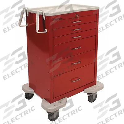 LAKESIDE General Medical Supply Cart with Drawers: Steel, (2) Swivel/(2) Swivel with Brake - General Medical Supply Carts with Drawers