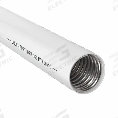AFC Liquid-Tight Flex Metal Conduit: 1 1/2 in Trade Size, White, 50 ft Nominal Lg - Food Grade Liquid-Tight Flexible Metal Conduit
