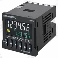 OMRON Digital Timer: DIN-Rail/Surface Mounted, 100 to 240V AC/12 to 48V DC/24 to 240V AC/DC/24V AC (MPN H5CC-A11F). Key specifications — Contact Rating (AC): 5A @ 250VAC; Contact Rating (DC): 5A @ 30 VDC; Delay Function: b-1: Flicker II; Mounting Style: Surface; Input Voltage: 24-240VAC/VDC; Coil Voltage: 12 to 48V DC; Brand: OMRON.