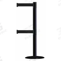 TENSABARRIER Barrier Post with Belt: Black, No Pattern, No Legend, 7 1/2 ft Belt Lg, Black (MPN 889T2B-33-33-STD-NO-B9X-C). Key specifications — Base Material: Cast Iron; Belt Color: Black; Brand: TENSABARRIER; Post Material: Metal Alloy; Post Color: Black; Message: No Legend.