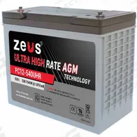 ZEUS BATTERY PRODUCTS Sealed Lead Acid Batteries: 12V DC, 158 Ah Capacity, 10.83 in Ht, 6.77 in Wd (MPN PC12-540UHR). Key specifications — Terminal Connection: M6; Brand: ZEUS BATTERY PRODUCTS; Housing Material: ABS.
