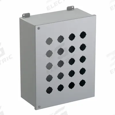 HAMMOND Push Button Enclosure: 30mm, 20 Holes, Carbon Steel - Enclosures for 30mm Operators