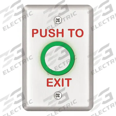 SDC Exit Push Button: 4 1/2 in Ht, 2 7/8 in Wd, Stainless Steel - Push-to-Exit Buttons