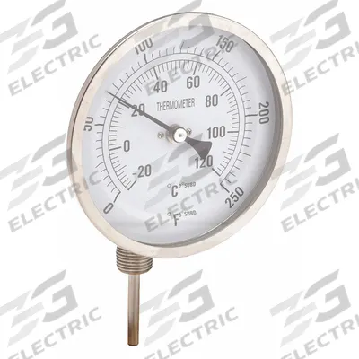 APPROVED VENDOR Dial Thermometer: 0°F to 250°F /-20°C to 120°C, 2.5 in Stem Lg - Side- & Bottom-Mount Fixed-Angle Thread-Mount Dial Thermometers