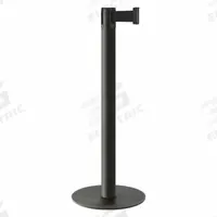 LAVI Barrier Post with Belt: Black, No Pattern, No Legend, 10 ft Belt Lg, Black, 10 ft x 2 in (MPN 26-40703/WB/BK). Key specifications — Base Material: Steel; Belt Color: Black; Brand: LAVI; Post Material: Steel; Post Color: Black; Message: No Legend.
