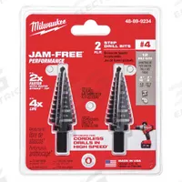 MILWAUKEE Step Drill Bit Set: 3/16" to 7/8", Black Oxide HSS, 3-Flats Shank, 2 PK (MPN 48-89-9234). Key specifications — attr1234936: Not Impact Rated.