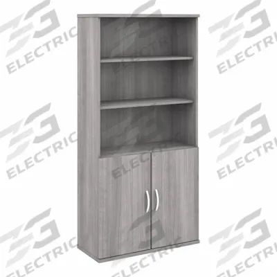 BUSH BUSINESS FURNITURE Bookcase: Gray, Laminate/Wood, 72 3/4 in Overall Ht - Stationary Bookcases
