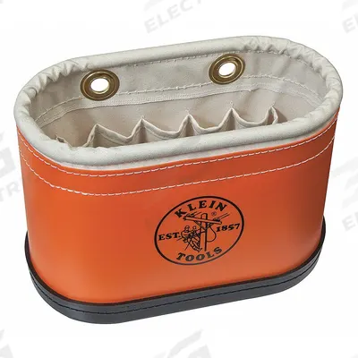 KLEIN TOOLS Bucket Bag: 14 in W x 10 in H, Orange, Plastic, 14 Pockets - Plastic Bucket Bags