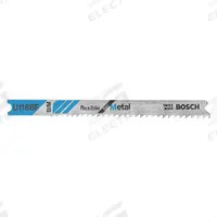 BOSCH Jigsaw Blade: 11/14, 3 1/8 in Blade Lg, Bi-Metal, Bi-Metal, U Shank, 1 Pieces, 5 PK (MPN U118BF). Key specifications — attr1097716: Thin Metal; attr1097715: Bi-Metal; attr1097719: 11/14; attr1097721: Bi-Metal; attr1097728: BOSCH.
