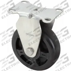 APPROVED VENDOR Plate Caster: Rigid, No Brake, Nylon, 3 in Wheel Dia., 1 1/4 in Wheel Wd, Slot (MPN P12RX-HNG030G-12). Key specifications — Brand: APPROVED VENDOR; Wheel/Tread Color: Black; Roll Up: Rigid.