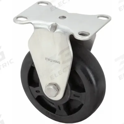 APPROVED VENDOR Plate Caster: Rigid, No Brake, Nylon, 3 in Wheel Dia., 1 1/4 in Wheel Wd - Corrosion & Heat-Resistant NSF-Listed Sanitary Plate Casters