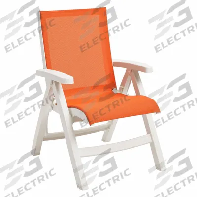 GROSFILLEX Folding Chair: Orange, White, Matte, 18 1/2 in Seat Ht, 25 in Seat Wd - Folding Chairs