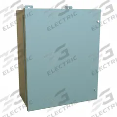 HAMMOND Enclosure: Steel, 20 in x 16 in x 9 in, NEMA 12, w/Panel, Solid Cover, Hinged (MPN 1418JC9). Key specifications — Brand: HAMMOND; Closure Method: Screws; Knockouts: Not Included.