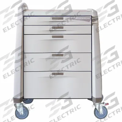 CAPSA HEALTHCARE Procedure Treatment Cart: Polymer, (1) Swivel with Brake/(3) Swivel, Cream - General Medical Supply Carts with Drawers
