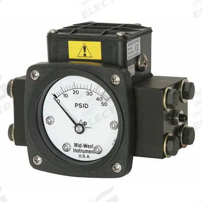 MIDWEST INSTRUMENT Differential Pressure Gauge & Switch: Back, 1/4 in NPT Female, 140 - Medium & High Operating Pressure Differential Gauges with Switch