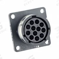 SOURIAU Electrical Connector: Trim Trio UTGX 14, Square Flange Receptacle, 12 Contacts, 16 A, 500V (MPN UTGX01412S). Key specifications — attr1043586: 30 AWG to 14 AWG; attr1043574: Contacts Not Included; attr1020114: SOURIAU; attr1043080: 1/3 Bayonet; attr1043085: IP68; attr1043079: Trim Trio UTGX; attr1043575: Female; attr1043093: 500V.