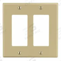 HUBBELL Wall Plate: Decorator-Rocker, 2 Gang, Ivory, Midsize Size (MPN PJ262I). Key specifications — Brand: HUBBELL; Material: Polycarbonate.