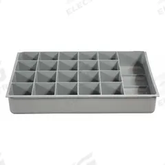 Compartment Drawer Insert: 18 in x 12 in x 3 in, 21 Compartments, 0 Dividers, Gray (MPN 124-95-21-IND). Key specifications — Color: Gray; Compartment HxWxD: (1) 3-25/32 in x 11-19/32 in; Removable Dividers: No; Compatible Manufacturer Model Number: 123-95; Brand: DURHAM MFG.