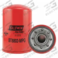 BALDWIN FILTERS Hydraulic Filter: Hydraulic Fluid, 1 1/2"-16 Thread Size, Spin-On, Cellulose (MPN BT8802-MPG). Key specifications — Media Material: Cellulose; Brand: BALDWIN FILTERS; Compatible Fluid Type: Hydraulic Fluid; Compatible Vehicle Make: John Deere; Includes: Integral Gasket; Thread Size: 1-1/2"-16.