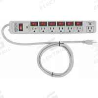 TRIPP LITE Outlet Strip: 7 Outlets, 6 ft Cord Lg, 1,080 J Rated Energy, 15 A Current, UL 1363, Gray (MPN TLP76MSG). Key specifications — Brand: TRIPP LITE; Mounting Style: Keyhole.