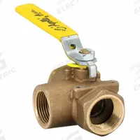 APOLLO Manual Three-Way Ball Valve: 1 in, Bronze, L Flow, FNPT x FNPT x FNPT, Std Port Ball Port (MPN 7060501). Key specifications — Brand: APOLLO; Handle: Lever.