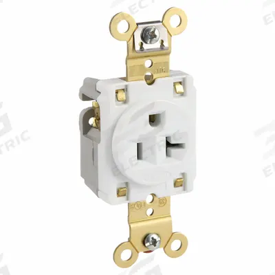 HUBBELL Receptacle: Single, 5-20, White, 125V AC, 20 A, 2 Pole / 3 Wire (MPN HBL5361W) - General Purpose Receptacles