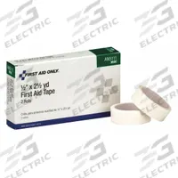 APPROVED VENDOR First Aid Tape: White, 2 1/2 yd Roll Lg, 1/2 in Tape Wd, Standalone, 2 PK (MPN AN51111). Key specifications — Unitized: Bulk; Brand: APPROVED VENDOR; Manufacturer Part Number: AN51111; Elasticity: Non-Elastic; Sterility: Non-Sterile; Adhesiveness: Adhesive; Latex Content: Latex Free; Standards: ANSI Z308.1-2015.