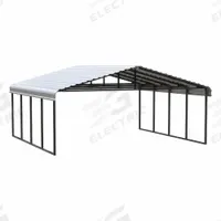 ARROW Carport: 20 ft Overall Lg, 20 ft Overall Wd, 9 ft Overall Ht, Powder Coated, Galvanized Steel (MPN CPH202009). Key specifications — Brand: ARROW; Frame Color: Black; Includes: Easy Hook Anchors; Leg Adjustability: Fixed Legs; Panel Color: Eggshell; Panel Material: Galvanized Steel.
