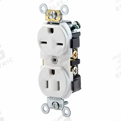 LEVITON Receptacle: Duplex, 5-15/6-15, White, 125/250V AC, 15 A, 2 Pole / 3 Wire (MPN 5031-W) - General Purpose Receptacles