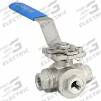 BONOMI Manual Three-Way Ball Valve: 1/4 in, CF8M Stainless Steel, T Flow, FNPT x FNPT x FNPT (MPN 956N-1/4"). Key specifications — Brand: BONOMI; Handle: Locking Lever.