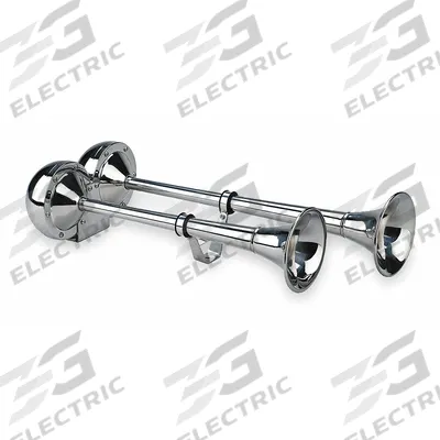 WOLO Electric Horn: 12V DC, High Tone/Low Tone, Electric, White, Painted - Electric-Powered Horns