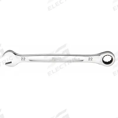 MILWAUKEE Ratcheting Combination Wrench: Chrome Vanadium Steel, Chrome, 22 mm Head Size - Metric 12-Point Ratcheting Combination Wrenches