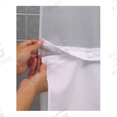 HOOKLESS Shower Curtain Liner: 57 in Curtain Wd, 70 in Hanging Lg, Polyester, White - Shower Curtain Liners