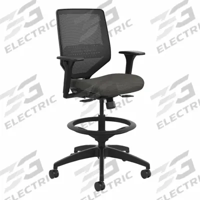 HON Task Chair: Solve, Fabric & Mesh Material, Adj Arms Arm, 19 in Seat Wd - Adjustable-Arm Drafting Chairs