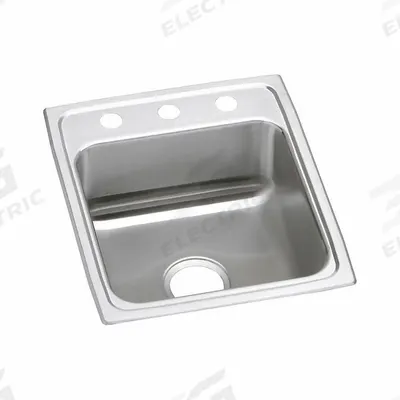 JUST MANUFACTURING Bowl Drop-In Sink: 22 in Overall Lg, 15 in Overall Wd, 7 5/8 in Bowl Dp - One-Bowl Counter-Mounted Kitchen & Bar Sinks without Faucets