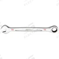 MILWAUKEE Ratcheting Combination Wrench: Chrome Vanadium Steel, Chrome, 3/4 in Head Size, Std (MPN 45-96-9224). Key specifications — attr309600: 3/4 in; attr309611: Chrome; attr309610: Chrome Vanadium Steel; attr309604: No; attr309612: No; attr309613: No; attr309615: No; attr324932: MILWAUKEE.