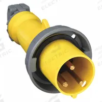HUBBELL Pin and Sleeve Plug: Yellow, 125V AC, Single Phase, 60 A, 2 Pole, 3 Wire, IEC Grounding (MPN HBL360P4W). Key specifications — Brand: HUBBELL.