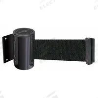 TENSABARRIER Retractable Belt Barrier: Fixed Mounting Plate, 13 ft Belt Lg, Pattern, Black (MPN 896-STD-33-MAX-NO-B9X-C). Key specifications — Frame Color: Black; Brand: TENSABARRIER; Belt Color: Black.