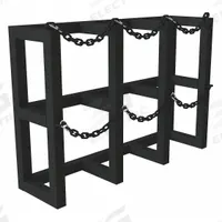 DURHAM MFG Gas Cylinder Rack: Vertical, 44 in x 12 in x 30 in, For 3 Cylinders (MPN GCRV-441230-08T). Key specifications — attr34863: DURHAM MFG; attr34955: Powder Coated; attr34956: Black.