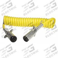 SUREFLEX Coiled ISO/ABS Power Cord: 7-Way/Die-Cast Plugs, 15 ft Wire Lg, 15 ft Overall Lg (MPN SFI155CE)