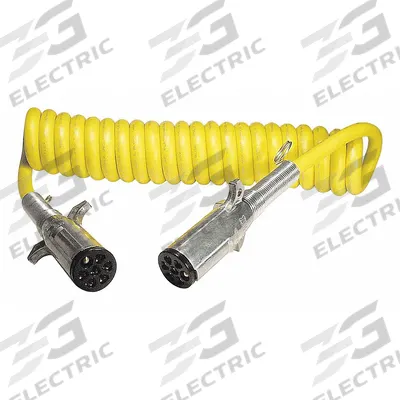 SUREFLEX Coiled ISO/ABS Power Cord: 7-Way/Die-Cast Plugs, 15 ft Wire Lg - Fleet and Vehicle Maintenance