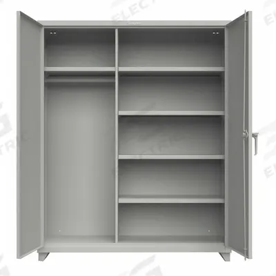 STRONG HOLD Storage Cabinet: 60 in x 24 in x 75 in, 4 Shelves, Swing Handle & Padlock Hasp - Industrial Combination Cabinets
