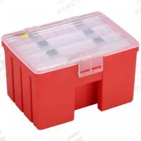 PLANO MOLDING Small Parts Storage System: 12 in x 16 in x 10 in, Red, 5 Compartments, Molded (MPN 932-001). Key specifications — ESD Conductive: Not Electrostatic Discharge Conductive; Color: Red; Brand: PLANO MOLDING; Material: Plastic.