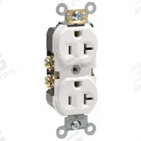 LEVITON Receptacle: Duplex, 5-20, White, 125V AC, 20 A, 2 Pole / 3 Wire (MPN BR20-W)