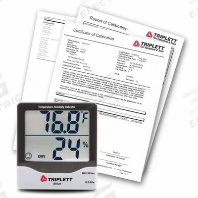 TRIPLETT Hygro-Thermometer: 10%to 99% Humidity Range, Humidity/Temp - Desk & Wall Mount Meters with Cabled Sensors