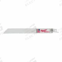 MILWAUKEE Reciprocating Saw Blade: 8/12 Teeth per Inch, 8 in Blade Lg, 0.05 in Blade Thick, 25 PK (MPN 48-00-8093). Key specifications — attr1109198: 8/12; attr1109200: Rigid for Straight Cuts; attr1109201: Straight; attr1109209: MILWAUKEE.