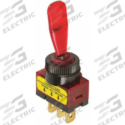 BATTERY DOCTOR Automotive Switch: Toggle Switch, SPST, 3 Connections, On/Off, Red, Red - Automotive Toggle Switches