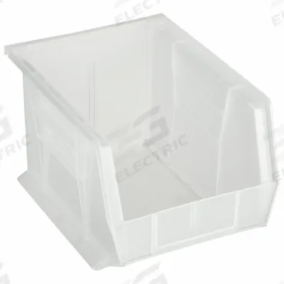 AKRO-MILS Hang and Stack Bin: 8 1/4 in x 10 7/8 in x 7 in, Clear, Label Holder Included - Clearview Plastic Bins